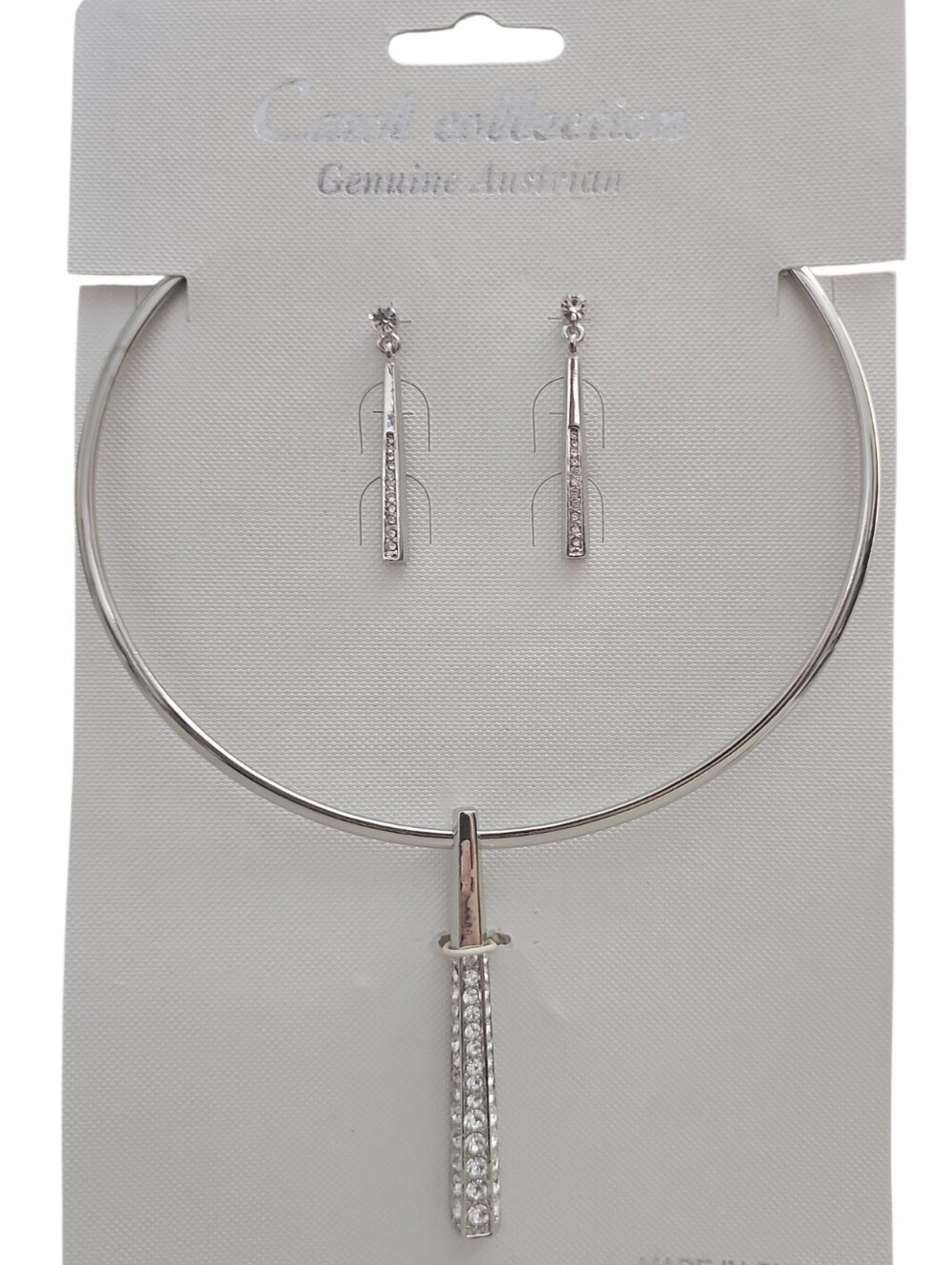 NIB Carol Collection Genuine Austrian Crystal Choker Necklace And Earrings Set